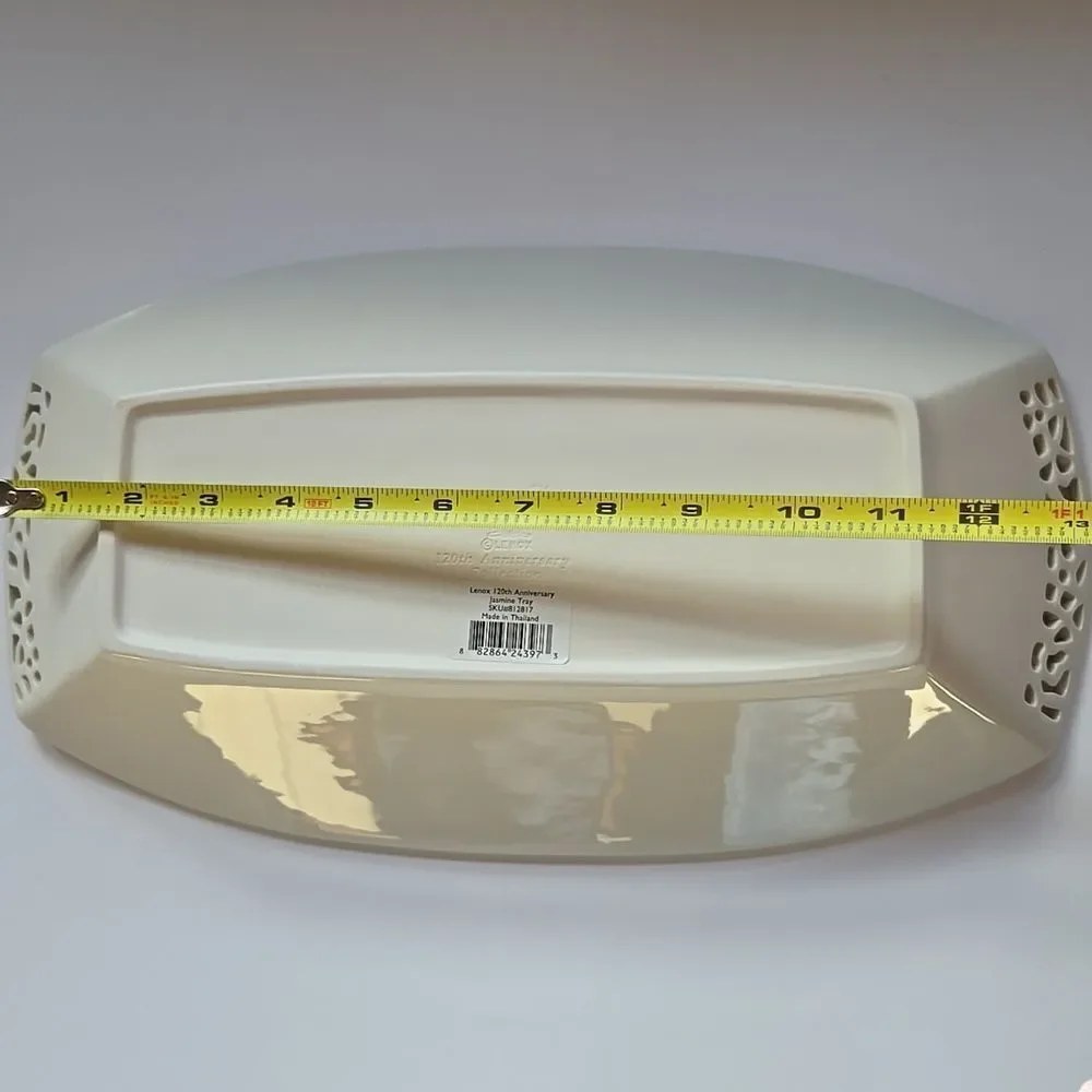 Lenox Jasmine Rectangle Serving Tray Floral Lattice 120th Anniversary Collection